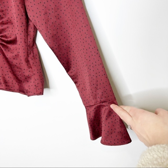 Moussy Silky Button Front Polka Dot Blouse Top - Picture 3 of 10